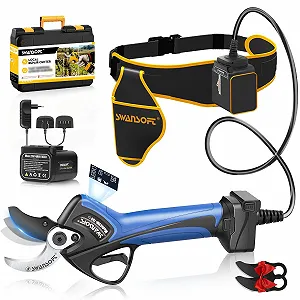 Садові ножиці акумуляторні SWANSOFT 40 мм, 21 В, 1050 Вт, 4000 мАг x 2, безщітковий двигун, РК-дисплей, синій - Фото 1