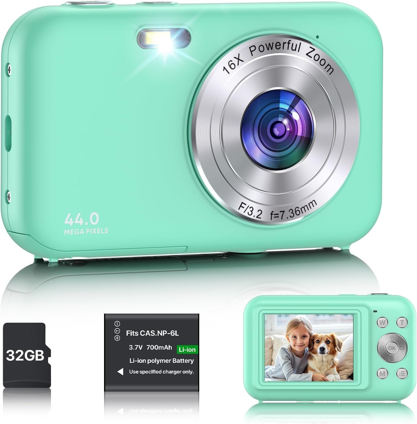 Фотоапарат IXNAIQY 44 Мп / CMOS / Full HD / 16Х зум / Бірюзовий, фото №1