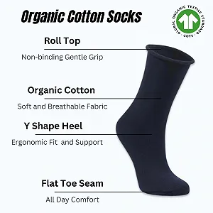 Женские носки Из органического хлопка, 3 пары, С отворотом, Мягкие, Дышащие, Повседневные и формальные носки до икр, 3 x Черный, 35-40 synthetic.ua - Фото 1