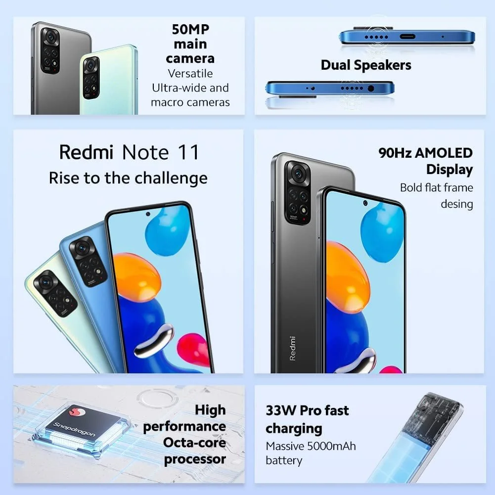 Смартфон Xiaomi Redmi Note 11 + Навушники 4/128 GB 6.43 дюйма 90 Hz FHD+ AMOLED Snapdragon 680 50 MP 5000 mAh Graphite Grey, фото №4 Смартфон Xiaomi Redmi Note 11 + Навушники 4/128 GB 6.43 дюйма 90 Hz FHD+ AMOLED Snapdragon 680 50 MP 5000 mAh Graphite Grey, фото №4