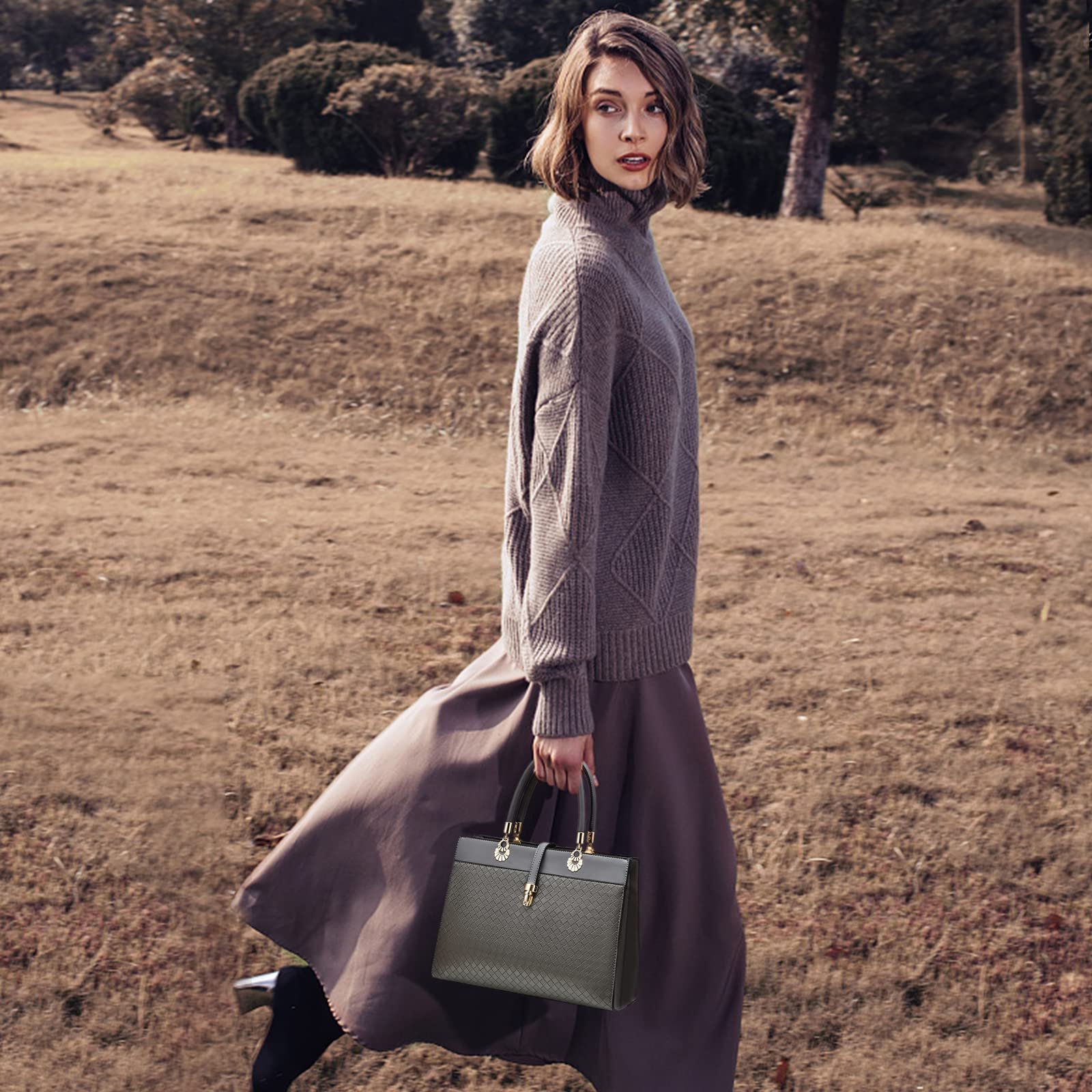 Сумка з верхньою ручкою NICOLE & DORIS, темно-сіра, фото №2