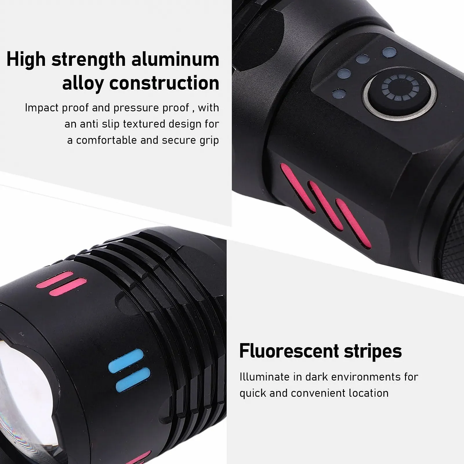 Ліхтар LED SUNGOOYUE Алюмінієвий сплав Телескопічний зум зі світловідбиваючою смугою, фото №2