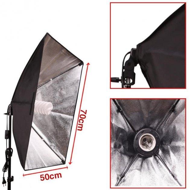 Постоянный студийный свет софтбокс 50/70 с лампой Е27 и стойкой 2.2м сумка для переноски, фото №4