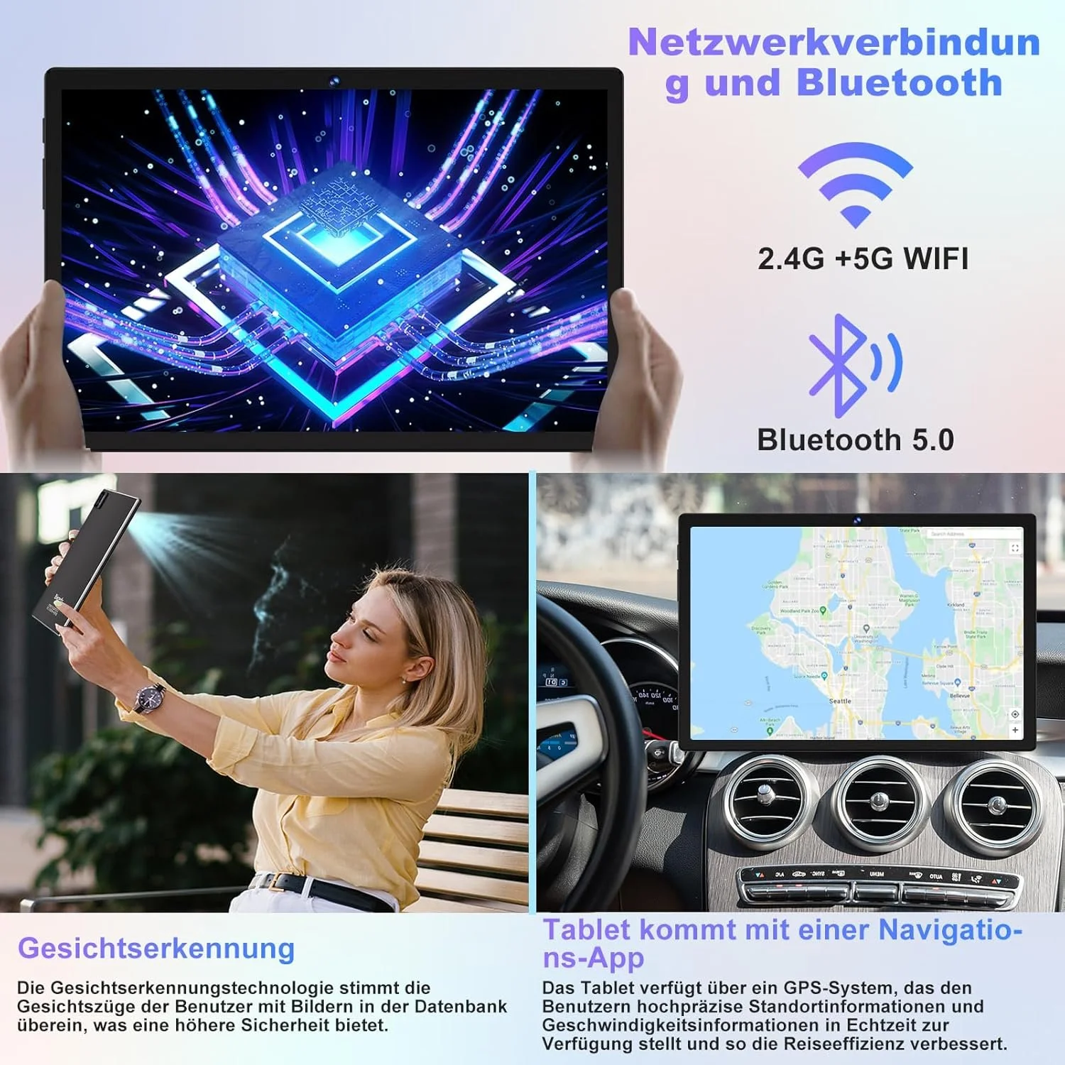 Планшет 10.1" Biegedy B29 6+16/128Gb 8 ядер Android 14 8000 mAh Синій, фото №4