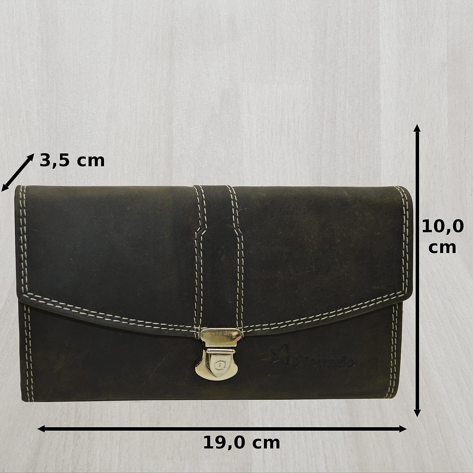 Кошелек Женский flevado Кожаный Защита RFID Застежка Черный (черная замша) Современный, фото №2