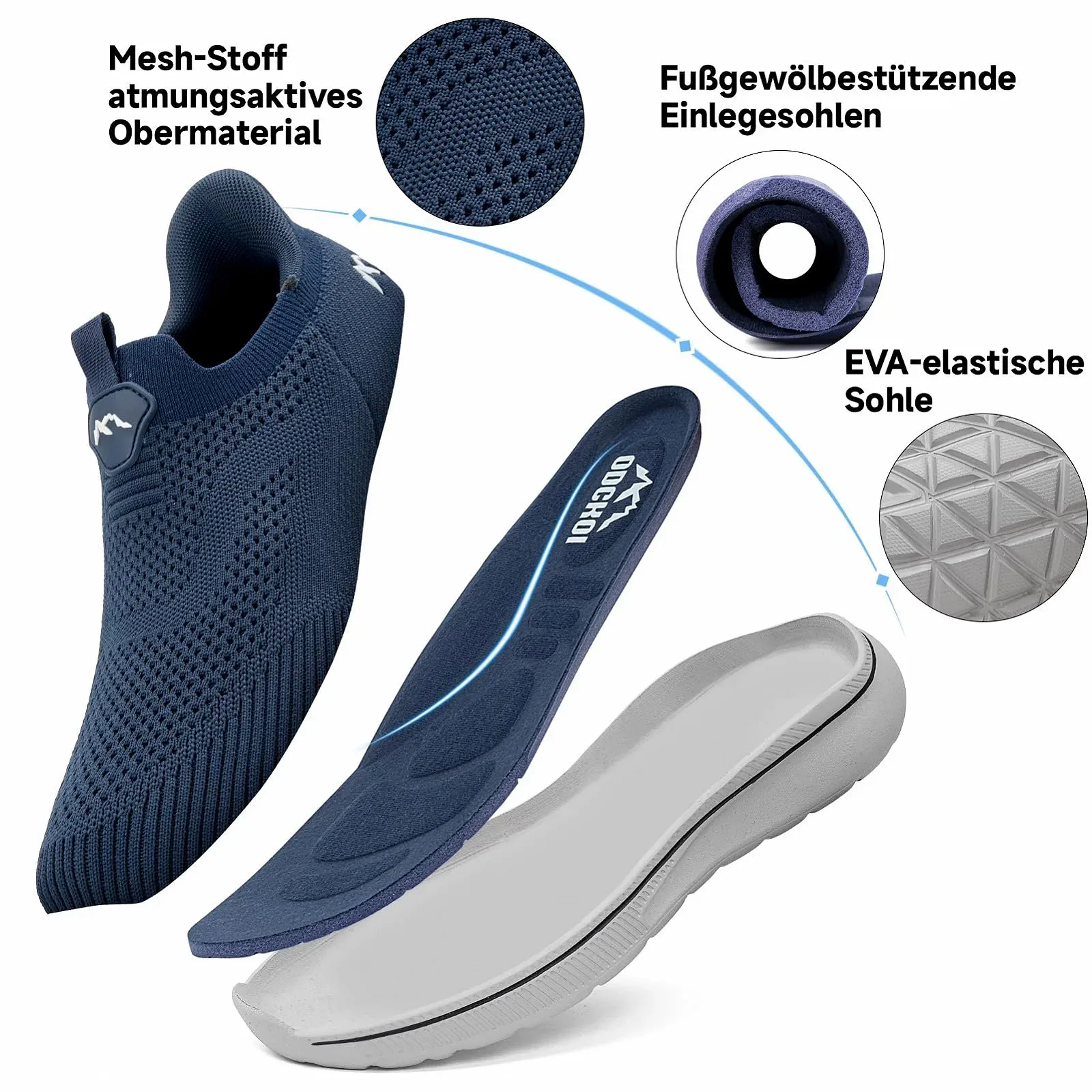 Кросівки Без шнурків ODCKOI Легкі Дихаючі Чоловічі Спортивні, фото №3