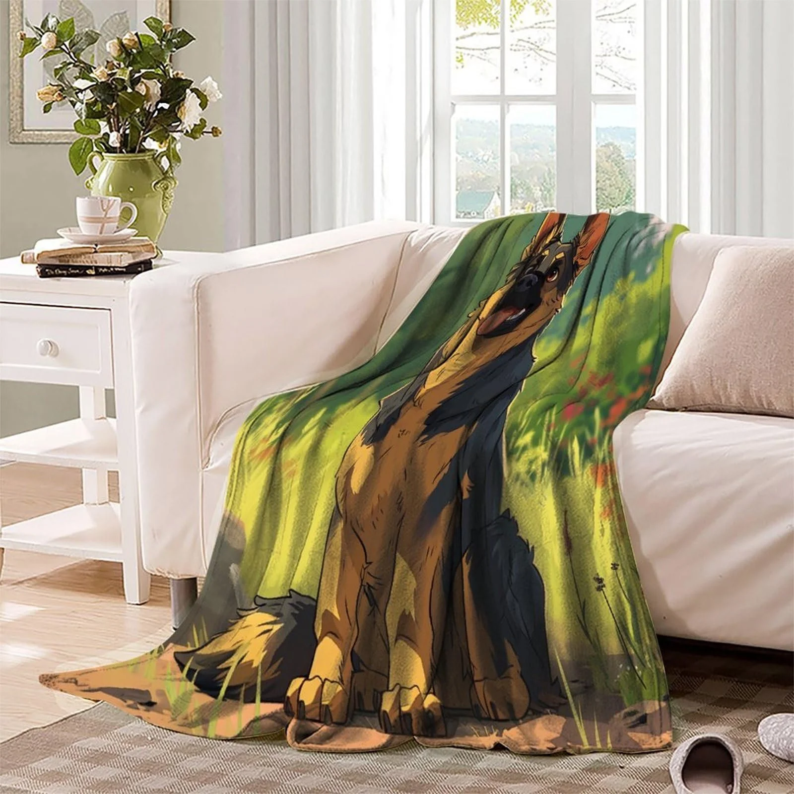 Фланелева Покривало VFKLZCNYR з 3D друком німецької вівчарки для диванів, ліжка, крісел, фото №3