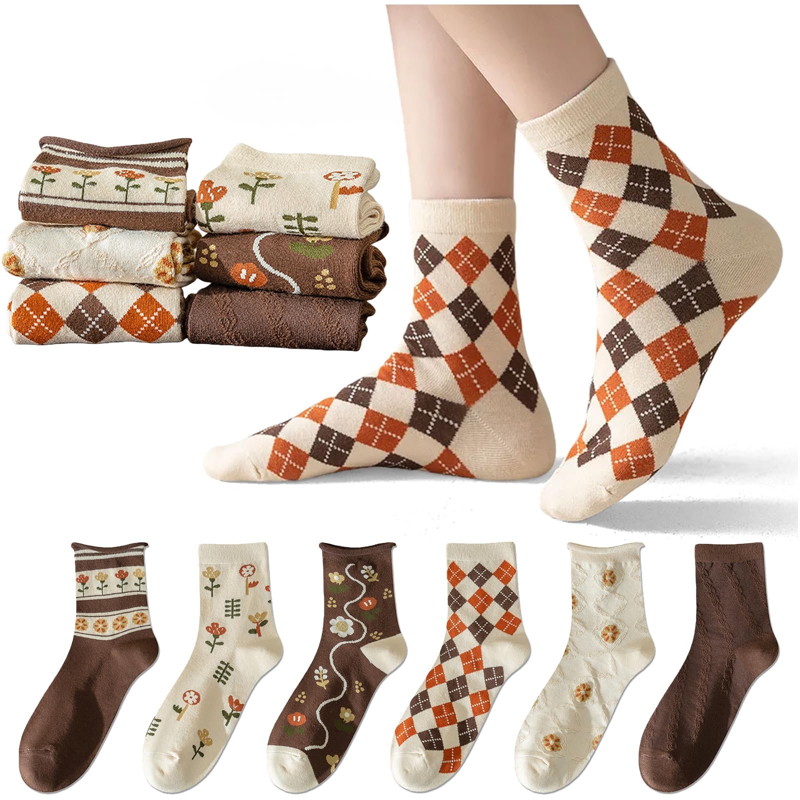 Носки Женские с цветочным узором EU 35-38 (6 пар), фото №1