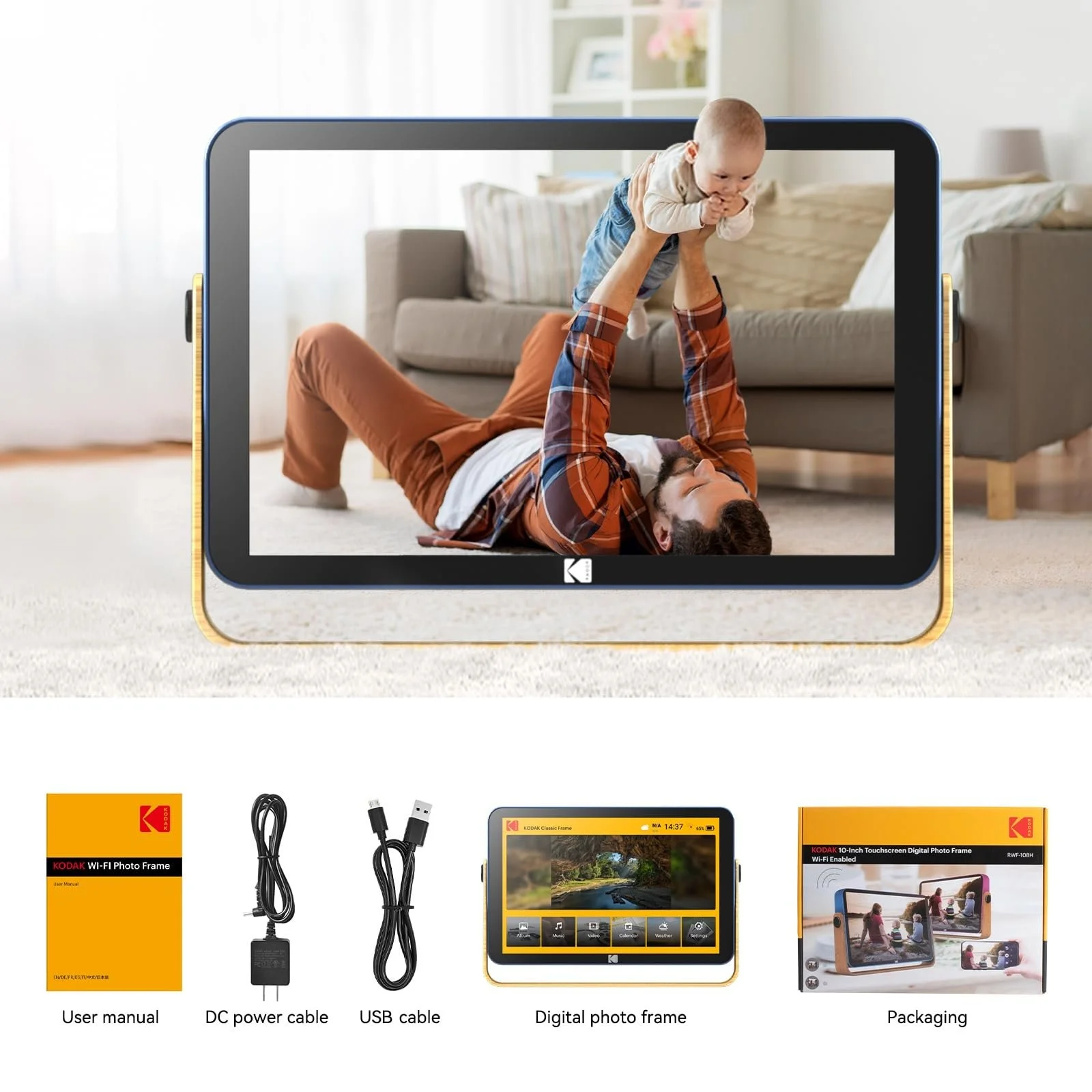 Цифровая фоторамка KODAK 10 дюймов WiFi с аккумулятором 32GB HD IPS Touch, фото №9