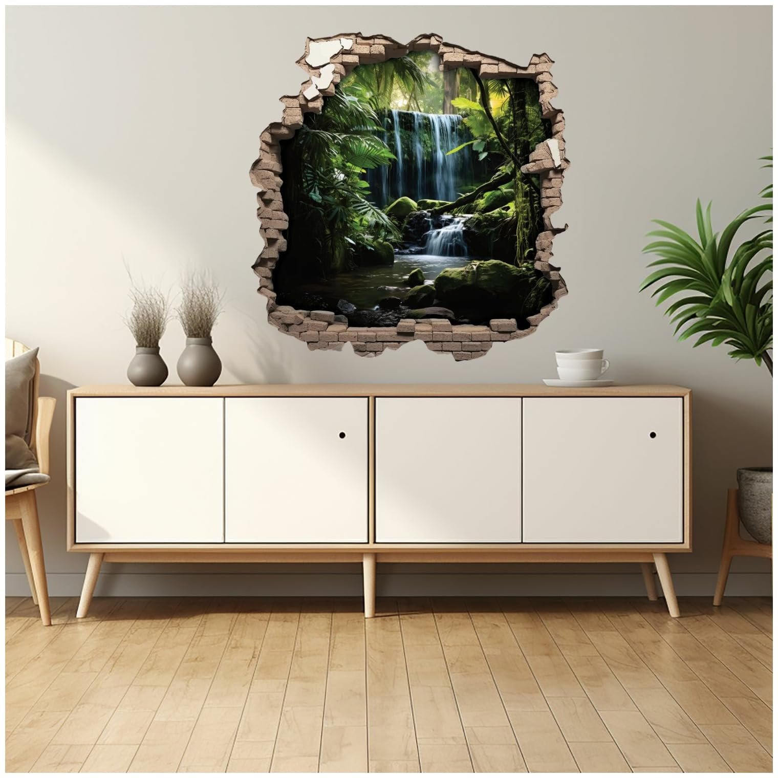 Наклейка на стіну Samunshi Waterfall in the Forest 70 x 70 см кольорова, фото №3 Наклейка на стіну Samunshi Waterfall in the Forest 70 x 70 см кольорова, фото №3