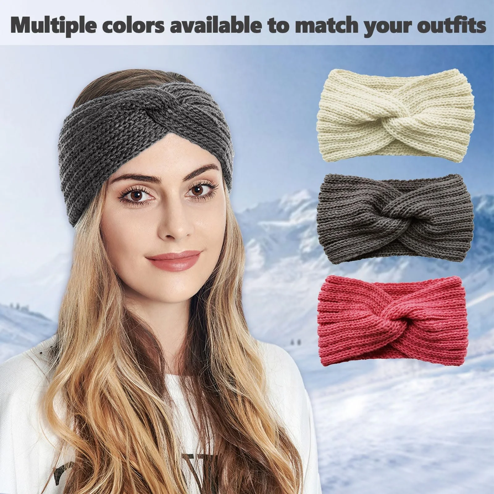 Зимова в'язана жіноча пов'язка на голову, фото №3 Зимова в'язана жіноча пов'язка на голову, фото №3