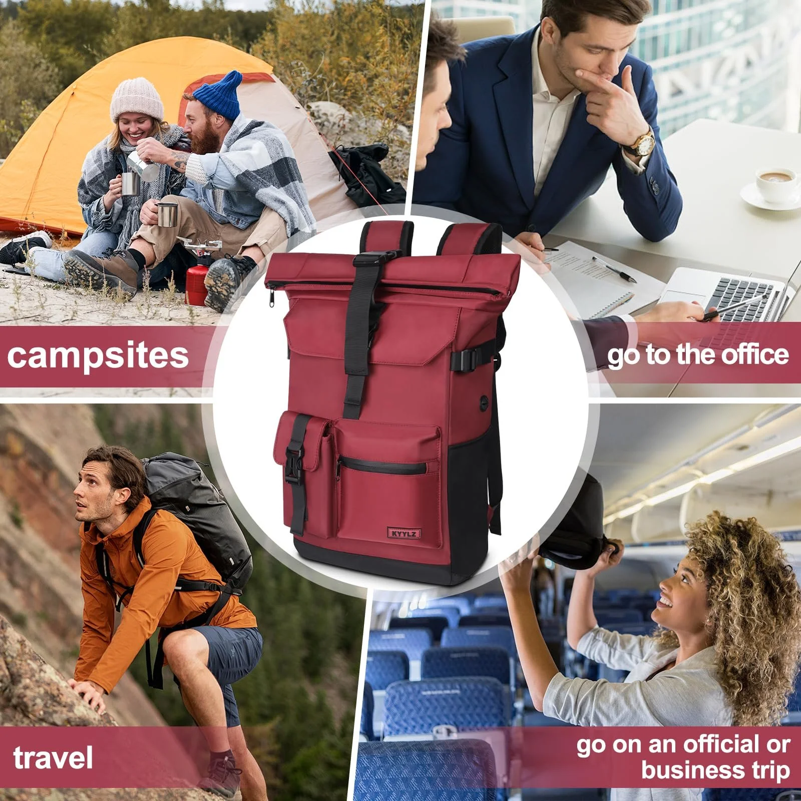 Рюкзак Rolltop для ноутбука 17.3 дюйма водонепроникний 28 л Red, фото №6 Рюкзак Rolltop для ноутбука 17.3 дюйма водонепроникний 28 л Red, фото №6