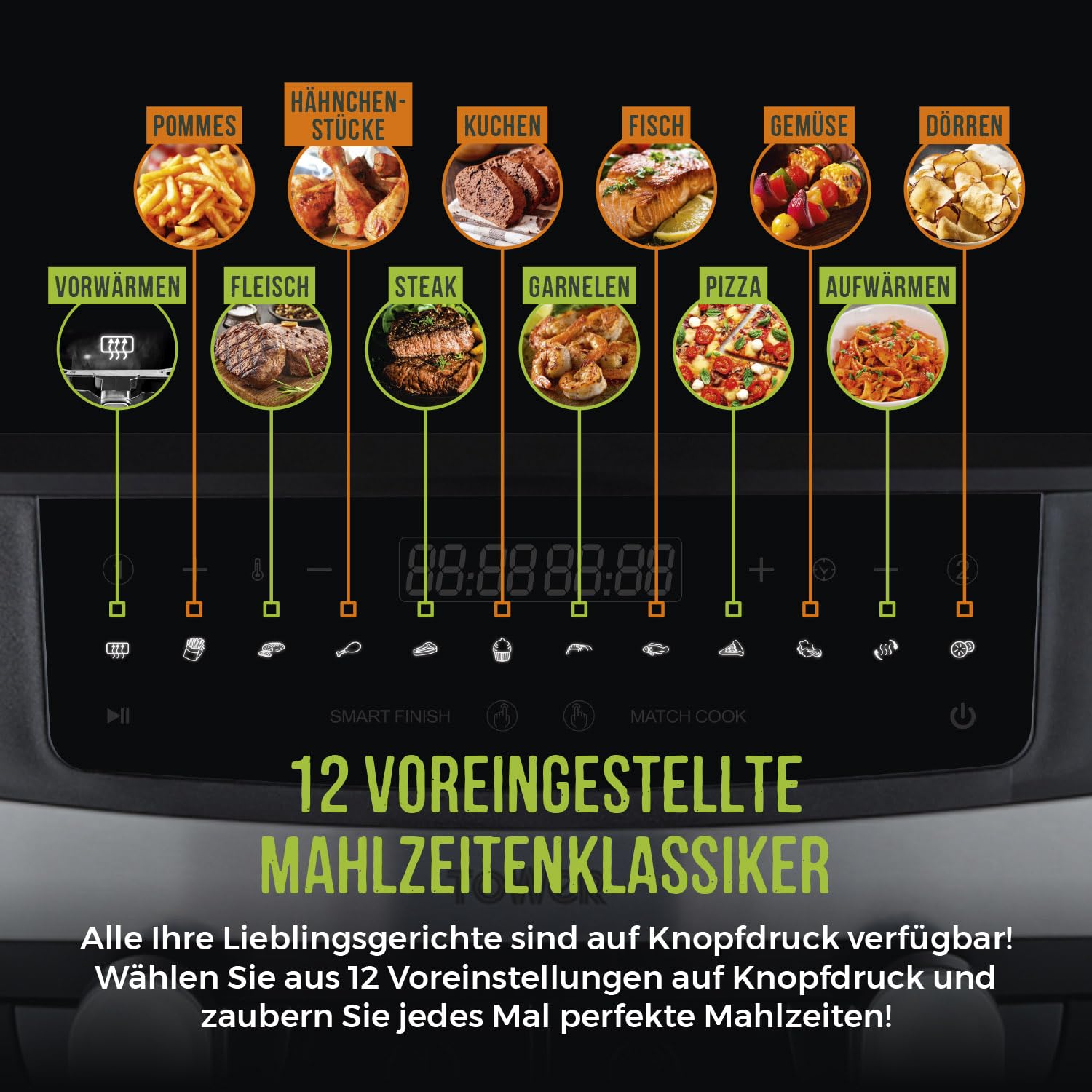 Фритюрница Tower Vortx T17088 9 л с Двумя Корзинами и Умным Завершением Черный, фото №6 Фритюрница Tower Vortx T17088 9 л с Двумя Корзинами и Умным Завершением Черный, фото №6