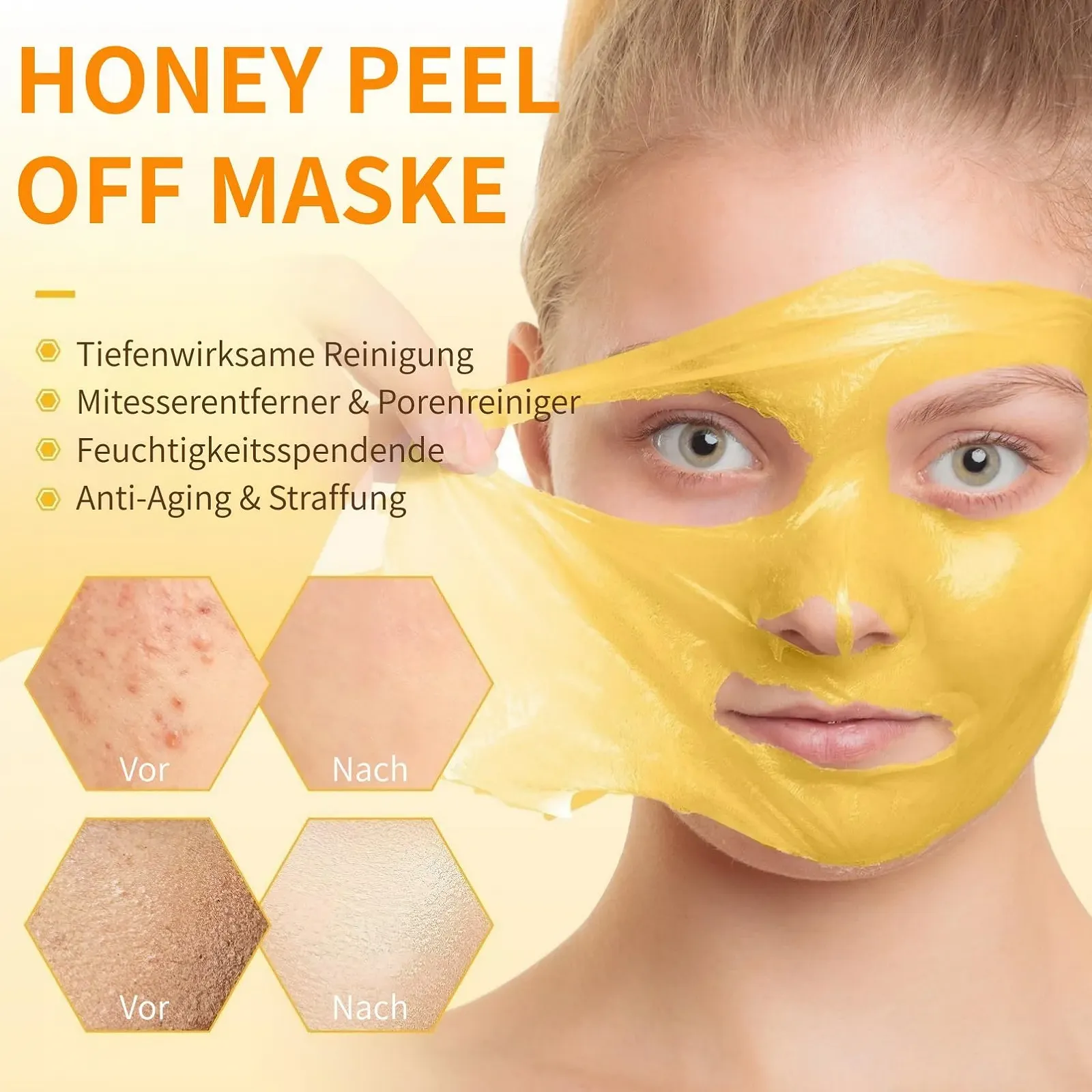 Маска для лица Honey Peel Off, средство для очищения пор, маска для лица, средство для удаления черных точек, питательная коллагеновая маска, отрывная маска для лица, средство для удаления черных точек и маски для уменьшения пор, фото №2