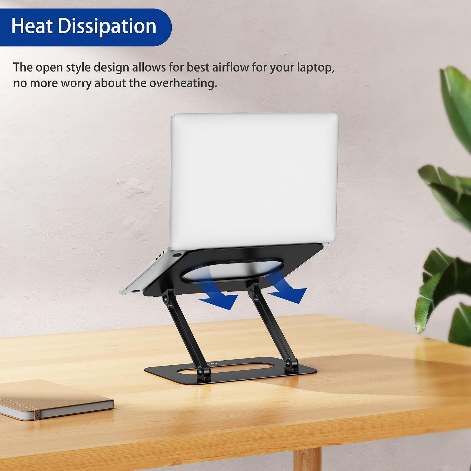 Подставка для ноутбука BESIGN LSX2 алюминиевая, регулируемая, эргономичная, совместима с ноутбуками 10-14 дюймов, матово-черная, фото №7