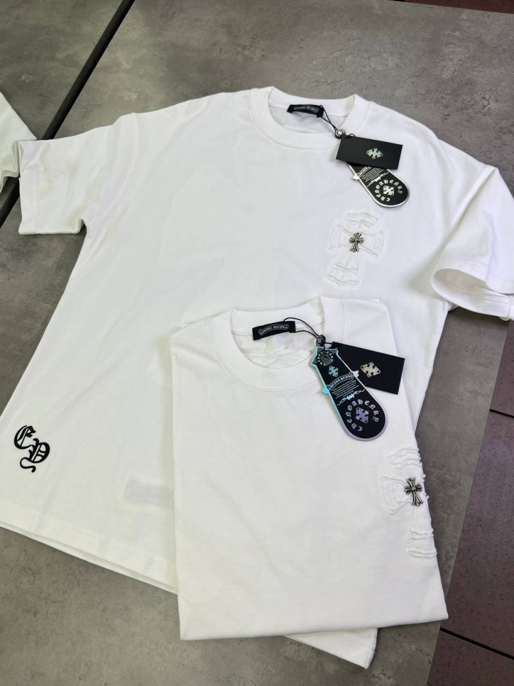 Футболка Chrome Hearts біла з вишивкою на боці f669, фото №4