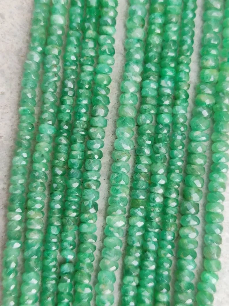 Бусины Изумруд Круглые граненые 3-3.5 мм, нить длиной 15 см, ожерелья, браслета, фото №1