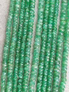 Бусины Изумруд Круглые граненые 3-3.5 мм, нить длиной 15 см, ожерелья, браслета - Фото 1