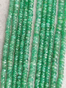 Бусины Изумруд Круглые граненые 3-3.5 мм, нить длиной 15 см, ожерелья, браслета - Фото 1