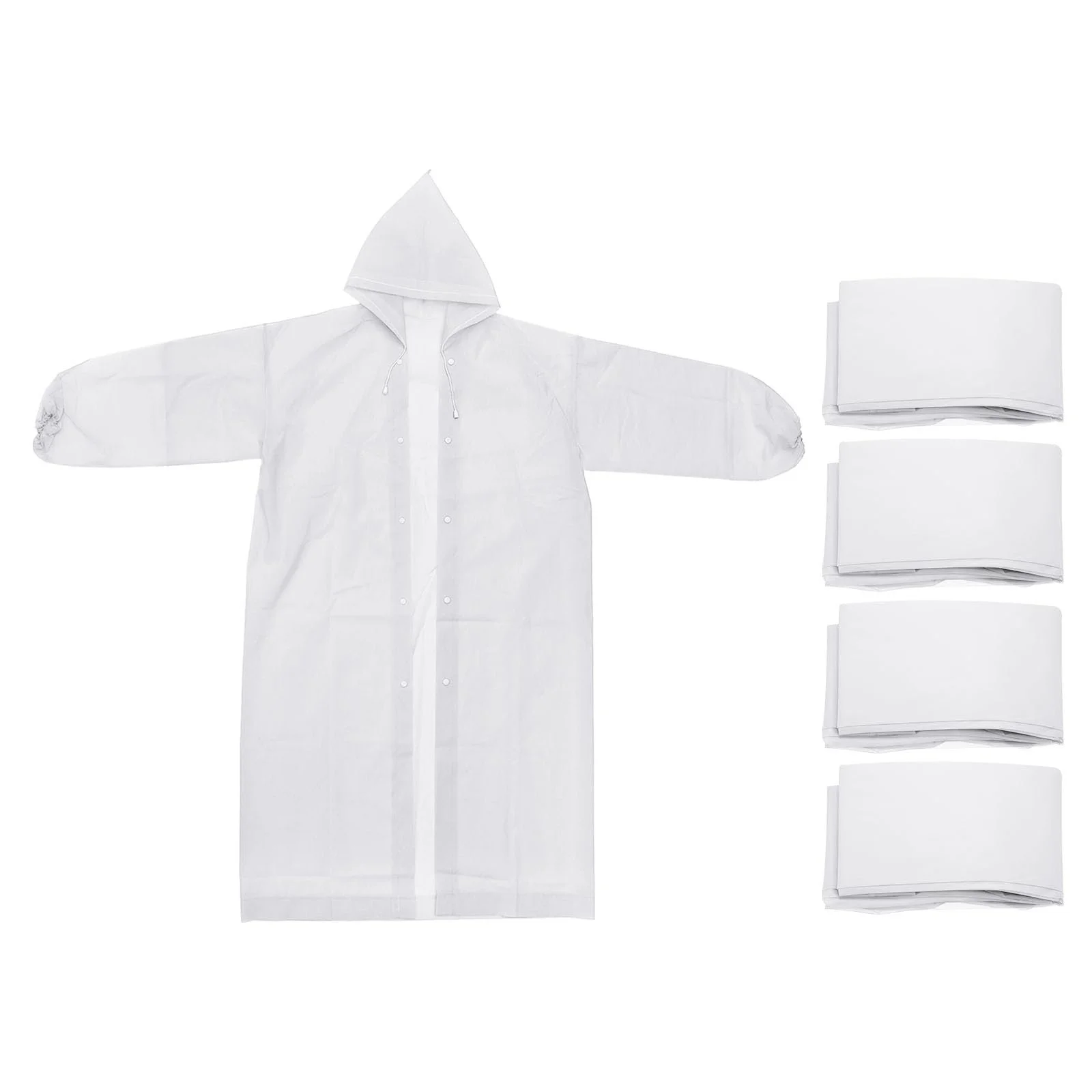 Пончо дощове PATIKIL 4 шт. Унісекс, потовщене, багаторазове, водонепроникне для кемпінгу, походів, активного відпочинку, біле, фото №1