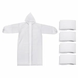 Пончо дощове PATIKIL 4 шт. Унісекс, потовщене, багаторазове, водонепроникне для кемпінгу, походів, активного відпочинку, біле - Фото 1