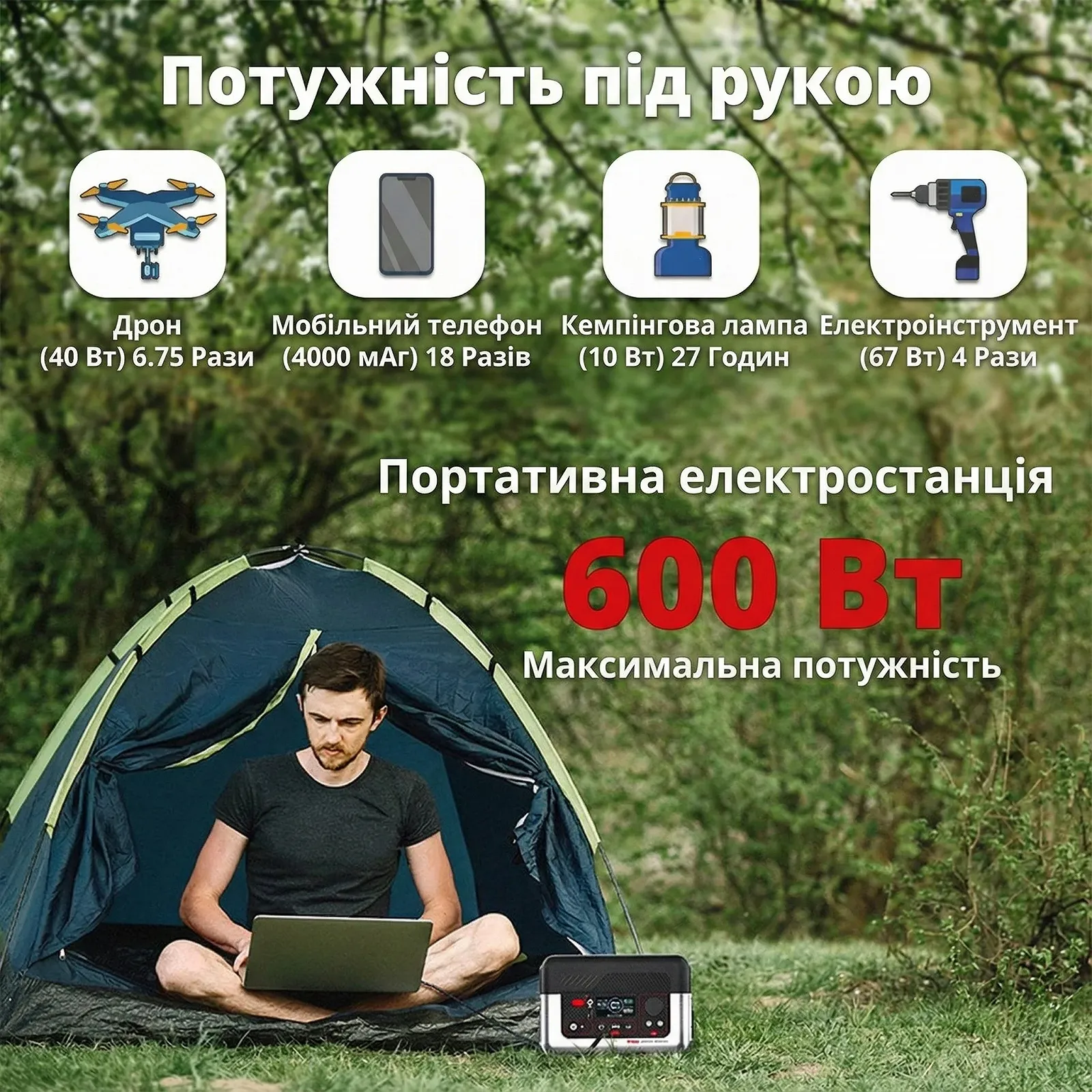 Зарядная станция Wonder WX600 600 Вт / 300 Вт / 270Вт*ч / Чистая синусоида / Французский производитель, фото №10 Зарядная станция Wonder WX600 600 Вт / 300 Вт / 270Вт*ч / Чистая синусоида / Французский производитель, фото №10