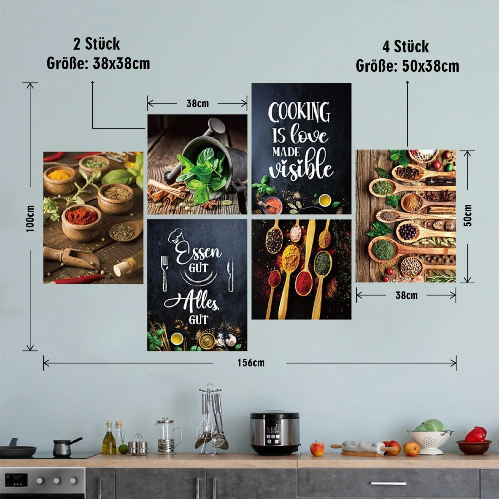 Набор наклеек на стену Кухонные специи 6 шт. Самоклеящиеся, фото №2