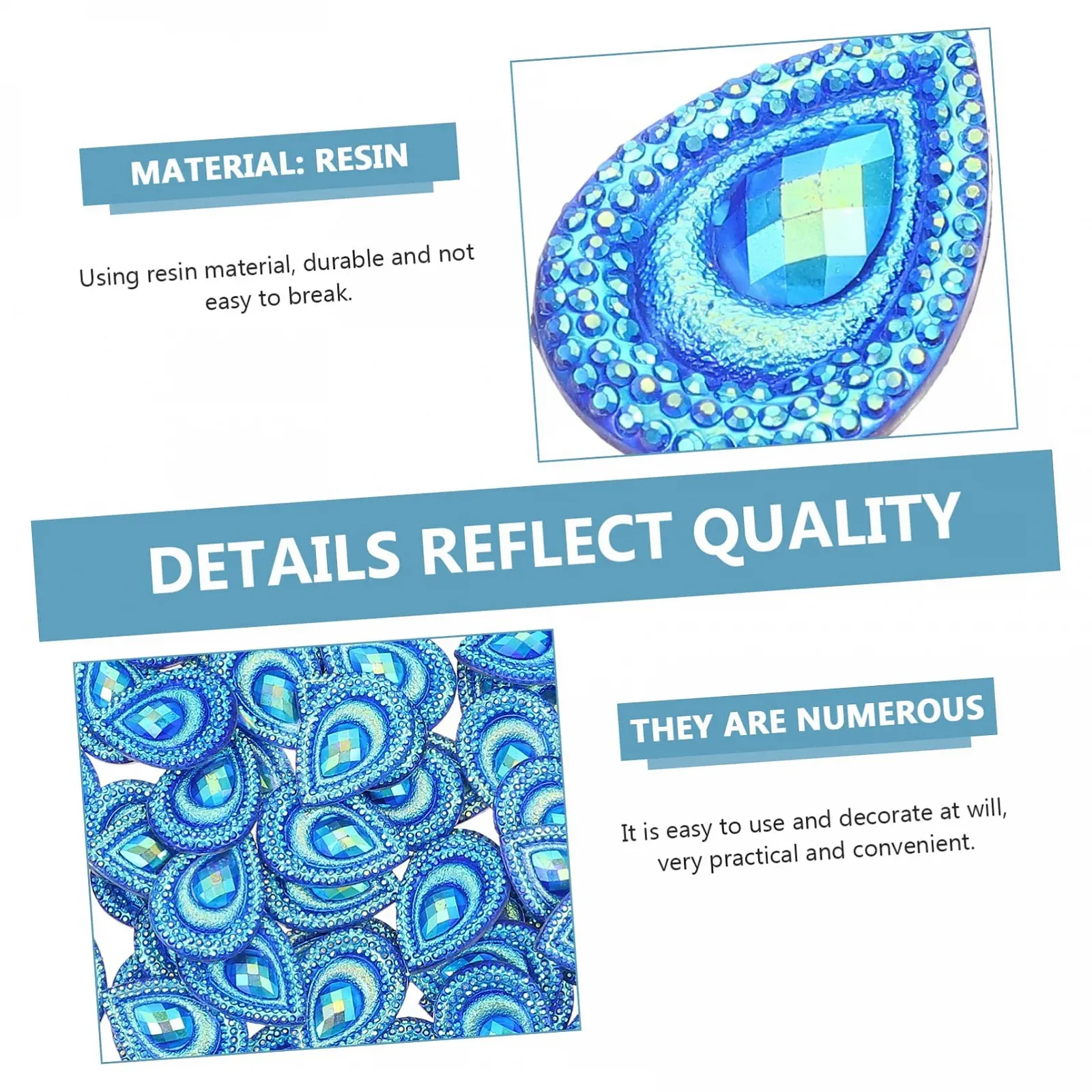 Стразы Капля Декоративные Бриллианты Блестящие Модные Ювелирные Изделия для Одежды Края Свадебного Платья Самодельные Украшения для Ногтей Смола Синий, 2 шт, фото №2