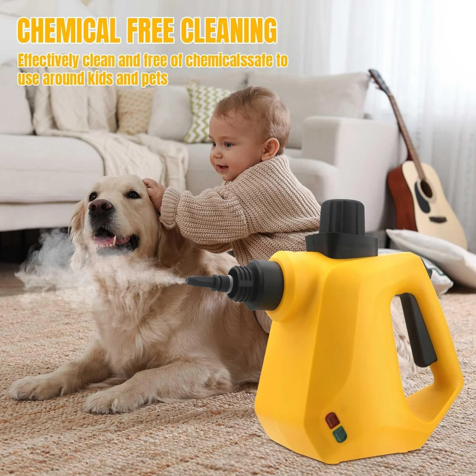 Ручной пароочиститель 1000 W 3.0 Bar 350 ml с 9 аксессуарами для дома и автомобиля, фото №3