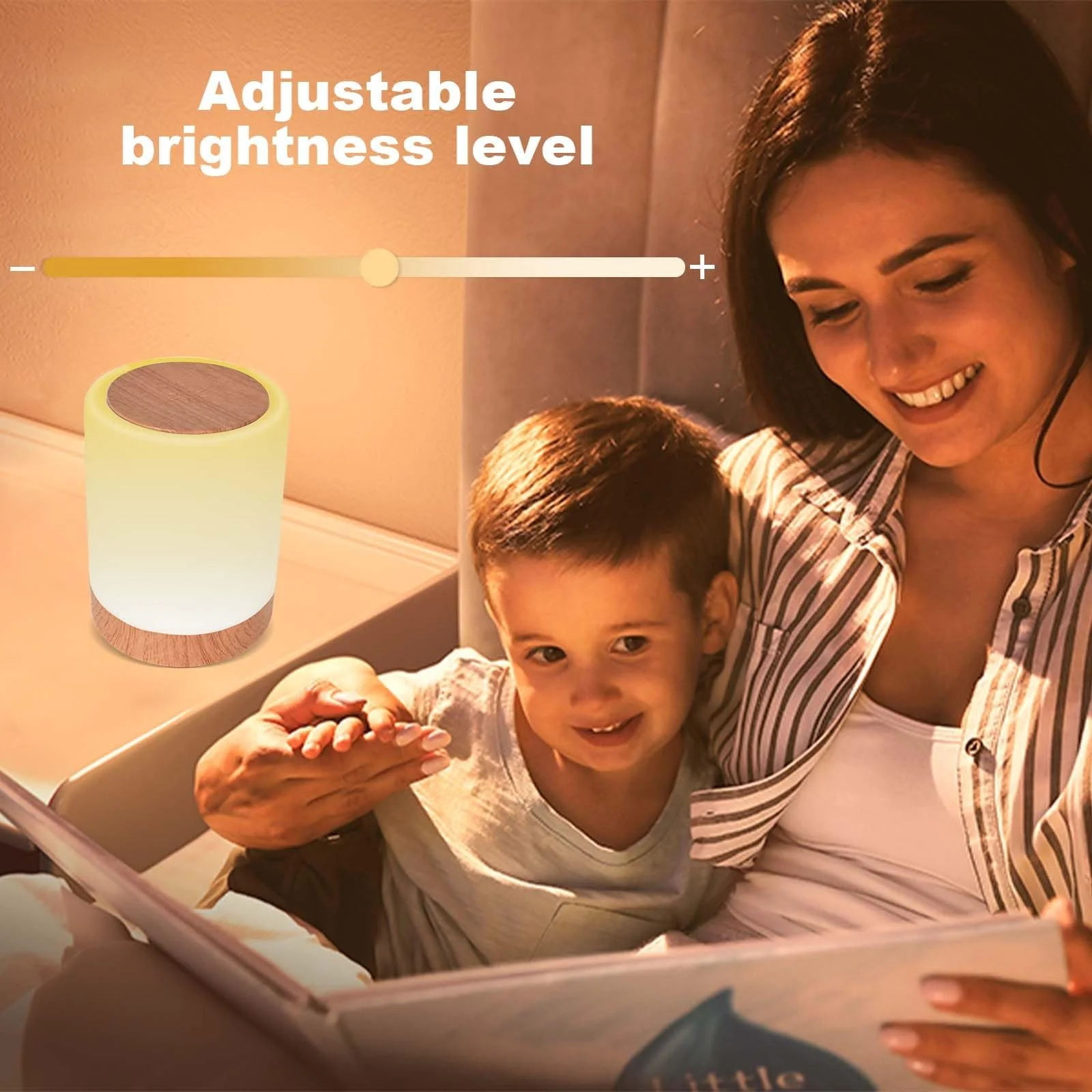 Настільна лампа Світлодіодна Сенсорна 13 кольорів Акумуляторна з таймером Деревна текстура, фото №5