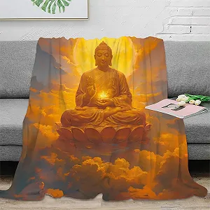 Одеяло Golden Buddha Мягкое Пушистое Теплое Флисовое Одеяло Накидка на Диван Покрывало или Накидка на Кровать 3D Одеяло Теплое 200 x 230 см synthetic.ua - Фото 1