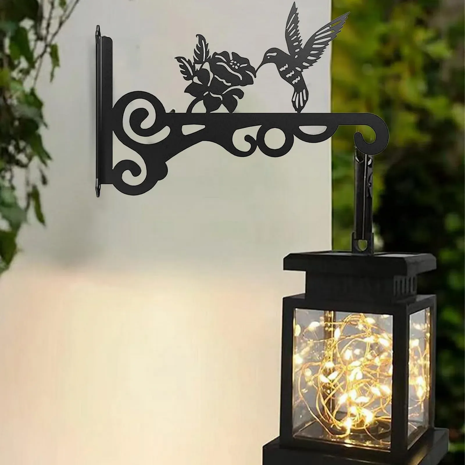 Настінний кронштейн для підвісних кашпо металевий посилений чорний, фото №9