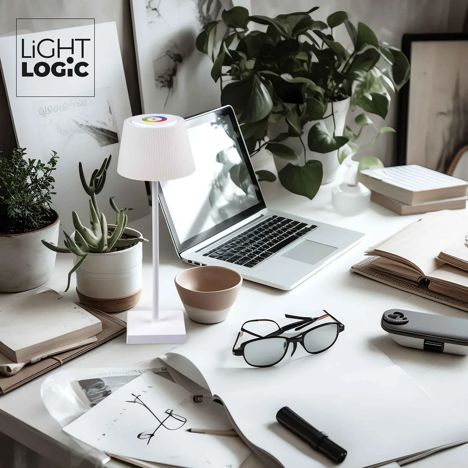 Настільна лампа LightLogic LL TOBR CCT+RGB W Акумуляторна Біла, фото №8