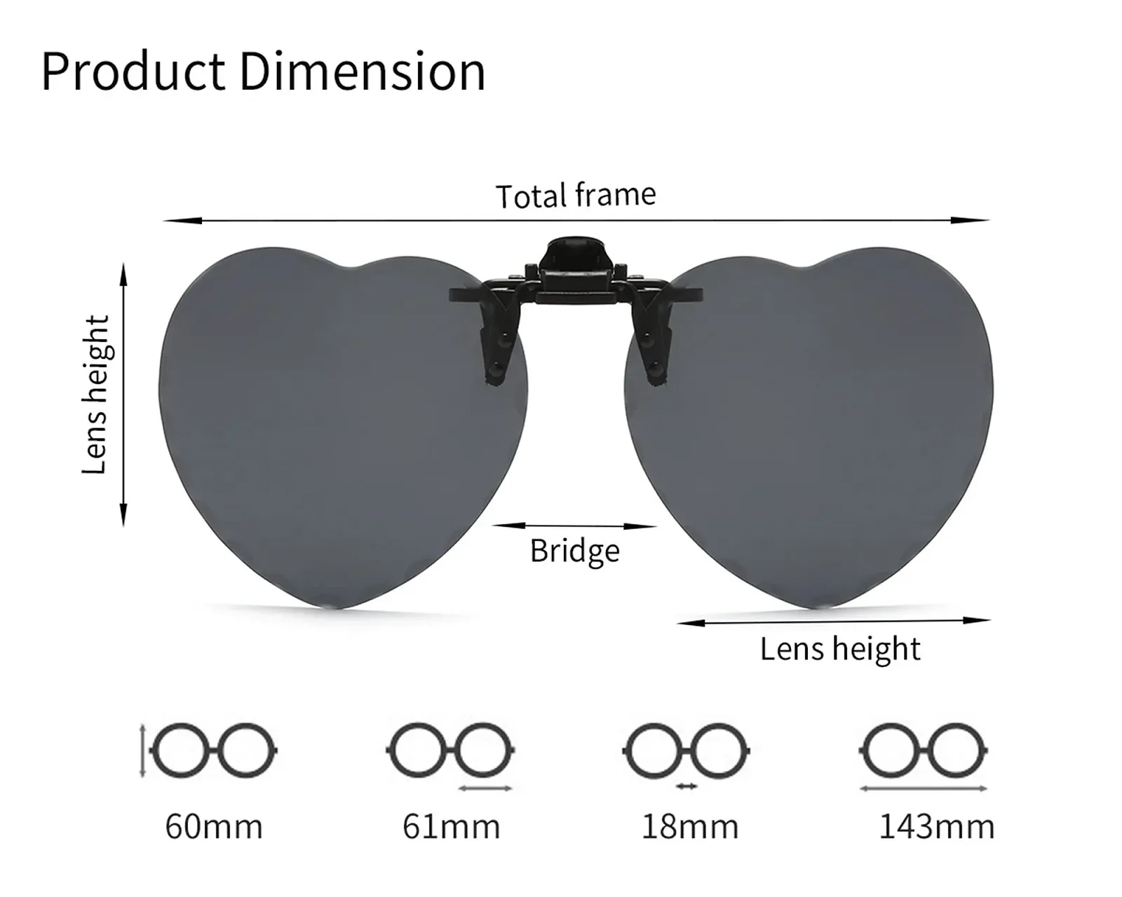Сонцезахисні окуляри Серце YAMEIZE Поляризовані кліпси для чоловіків та жінок Антиблікові, фото №3