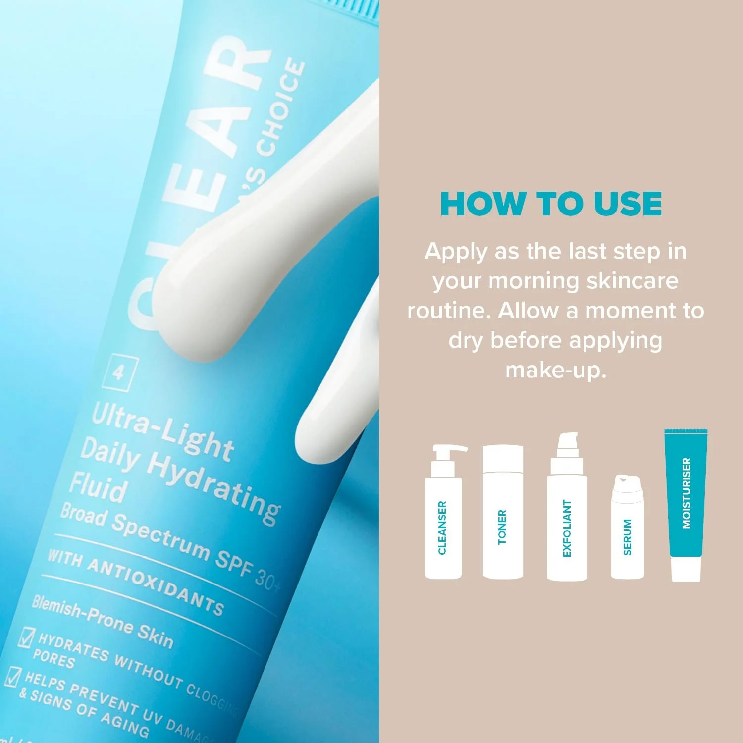 Флюїд для обличчя Paula's Choice Clear Daily Hydrating SPF 30 Зволожувальний Для проблемної шкіри 60 мл, фото №4