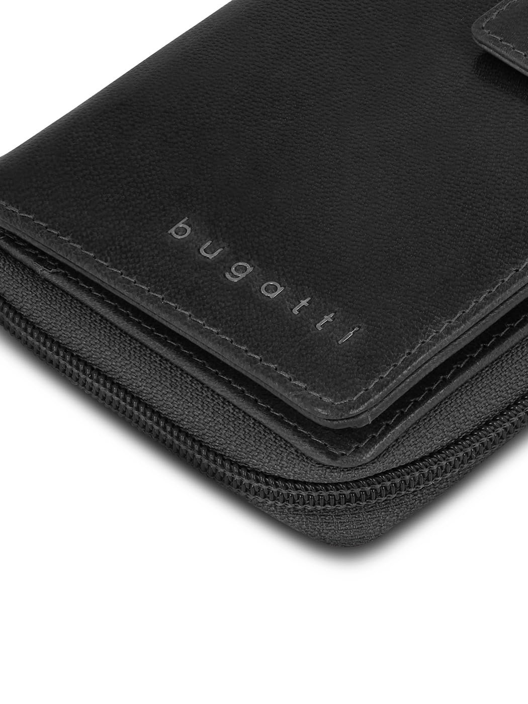 Кошелек bugatti Valencia Большой женский, портретный формат, 11 отделений для кредитных карт, 4 отделения для купюр, 2 кармана и один карман на молнии, натуральная кожа и RFID-защита, 10 см x 19 см x 3 см, черный, Классический, фото №4