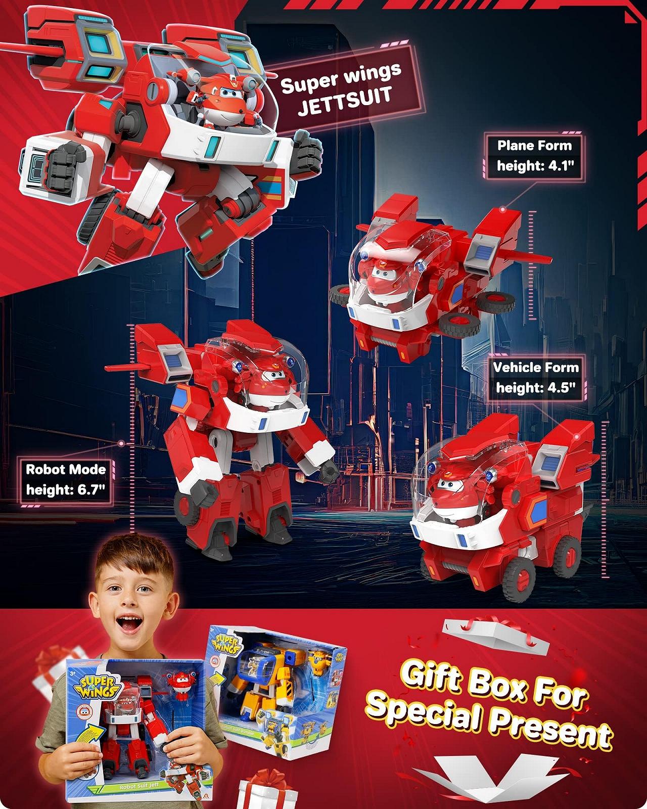 Фигурка-трансформер Super Wings Jett, серия Robot Suit, модель EU750321, красный, 18 см, фото №8