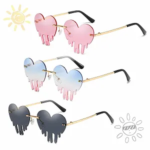 Солнцезащитные очки Mohito Винтаж Сердце Без оправы Ретро, 3 шт. - Фото 1