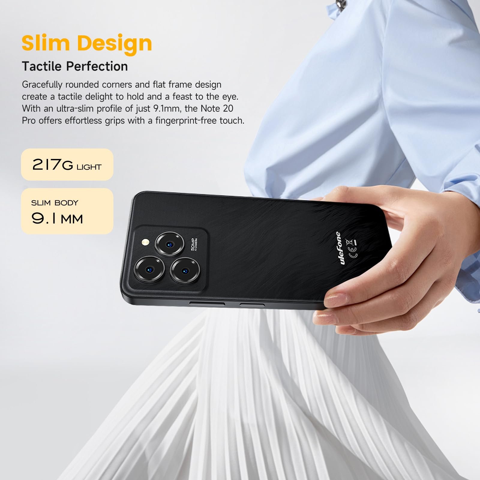 Мобильный телефон Ulefone Note 20 Pro Android 14 256 ГБ + 8 ГБ / 1 ТБ SD 50 Мп + 8 Мп Камера Octa Core 6000 мАч 18 Вт 6,75 дюйма HD+ 90 Гц 4G Dual SIM Черный, фото №7