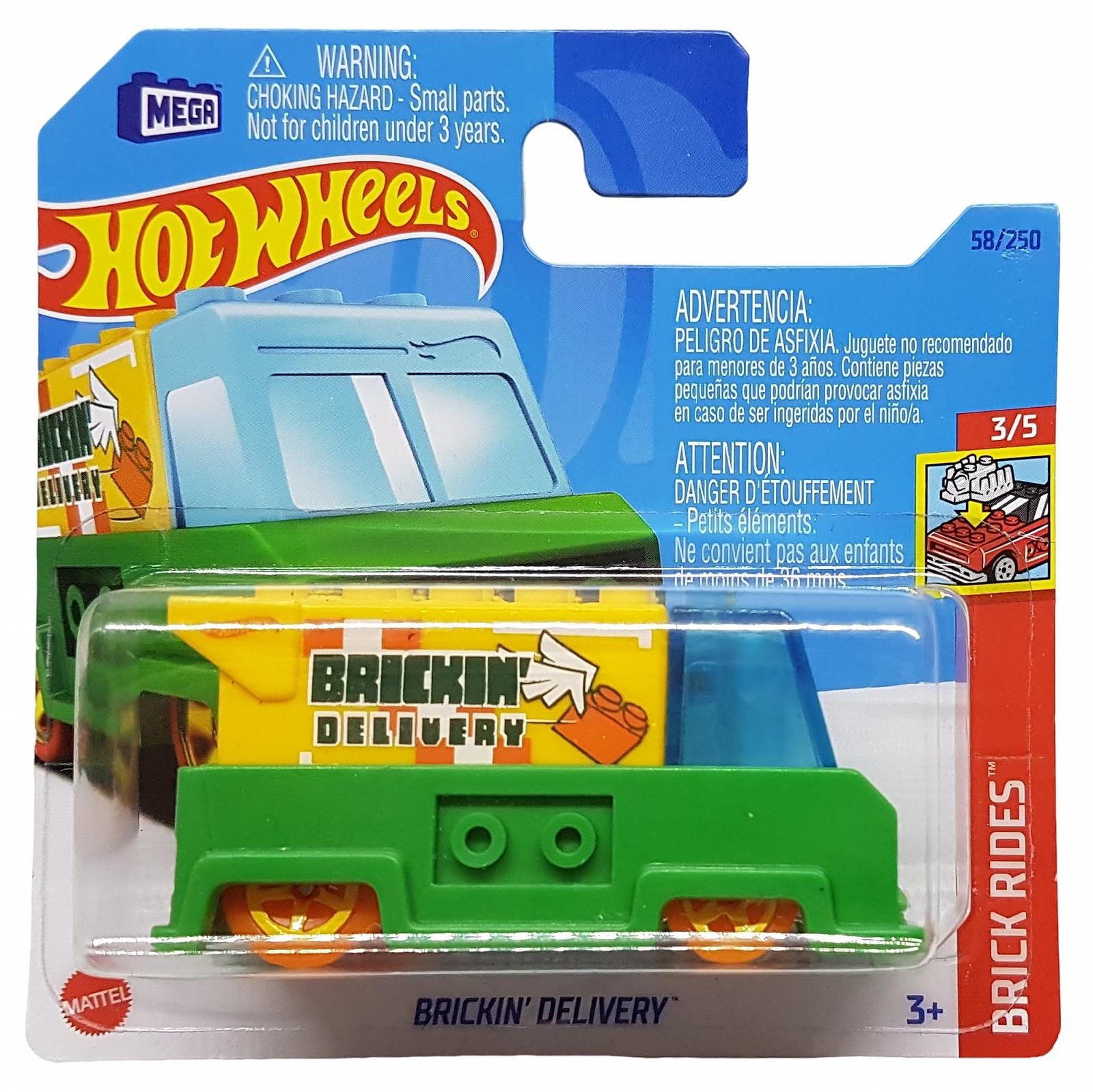 Автомобиль Hot Wheels Brickin' Delivery Brick Rides 3/5 HKG31 Short Card Moving Parts Mega Mattel 2023 1:64, фото №1