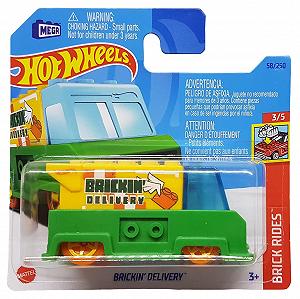 Автомобиль Hot Wheels Brickin' Delivery Brick Rides 3/5 HKG31 Short Card Moving Parts Mega Mattel 2023 1:64 - Фото 1