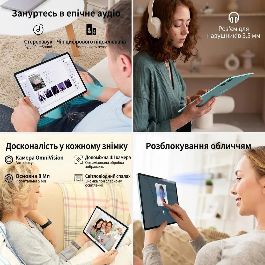 Планшет TECLAST P30 10.1" (4+8)/128Гб Android 14 Чорний-блакитний, фото №4