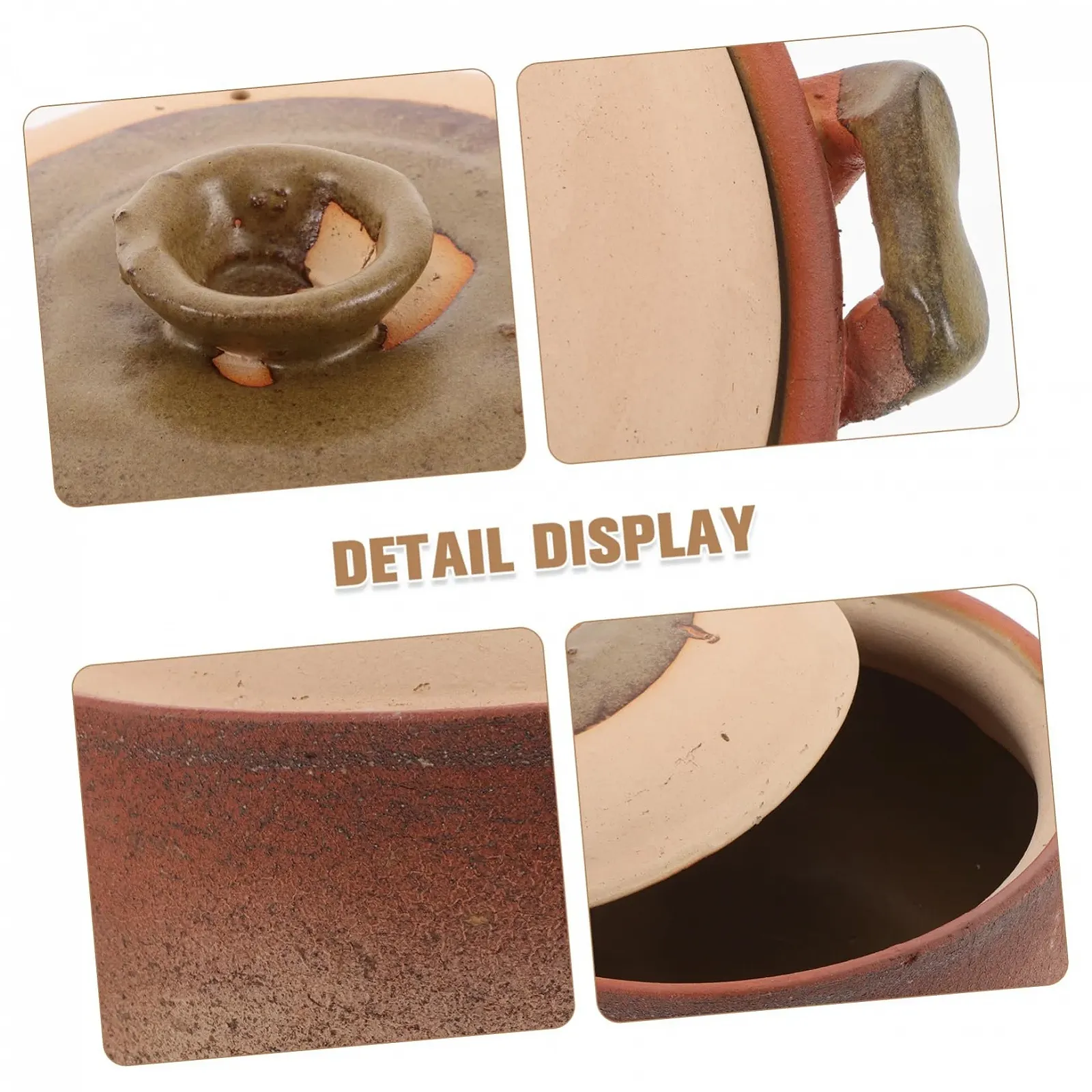 Кастрюля терракотовая с практичной ручкой натуральная глина, фото №9