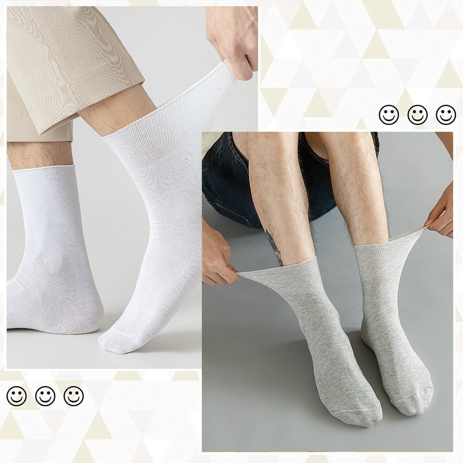 6 пар женских носков с широкой резинкой, бесшовные носки со свободной резинкой, диабетические носки, компрессионные носки с широким голенищем, носки для улучшения кровообращения ног при отеках, черный цвет, фото №5