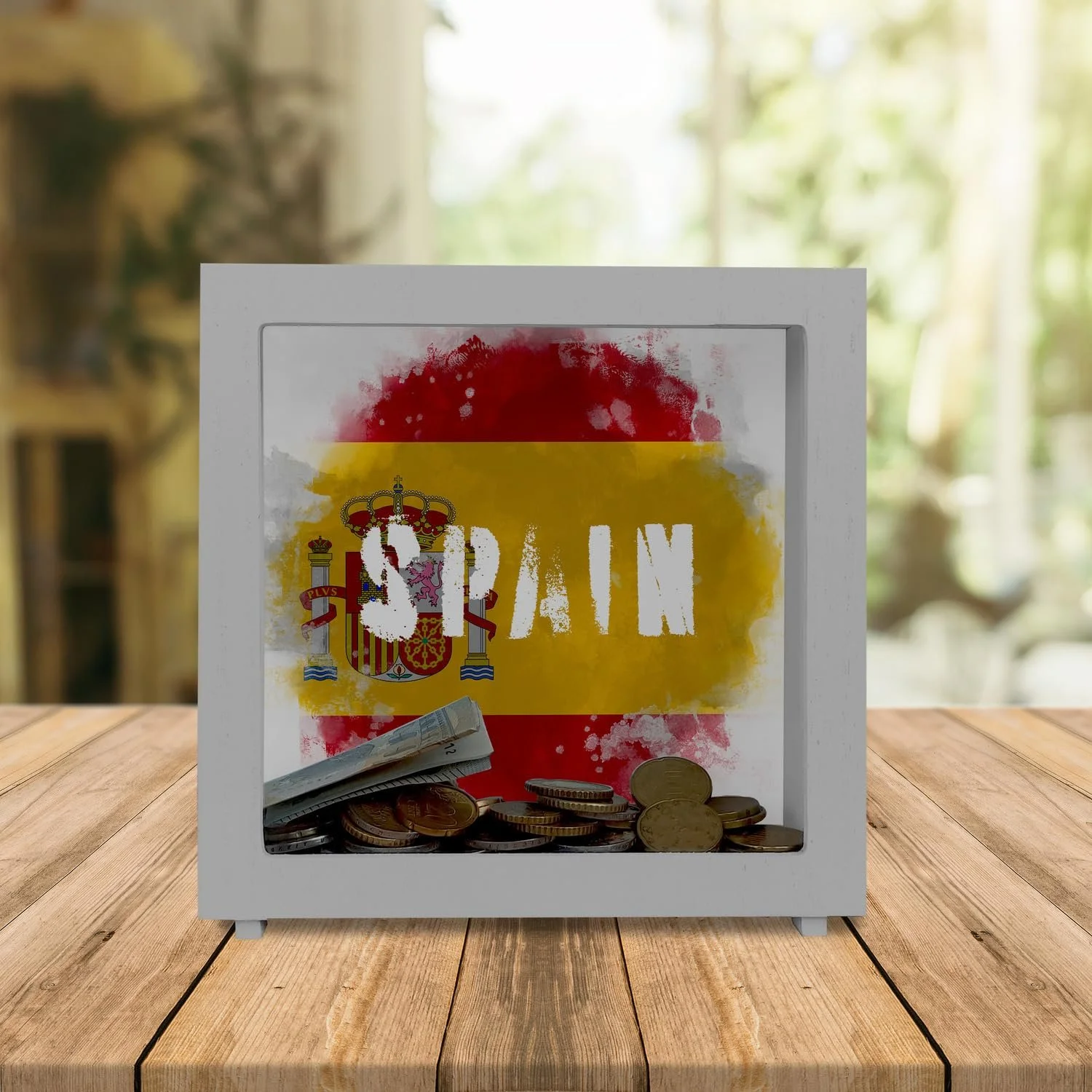 Скарбничка Wooden Spain Flag Used Look, фото №2