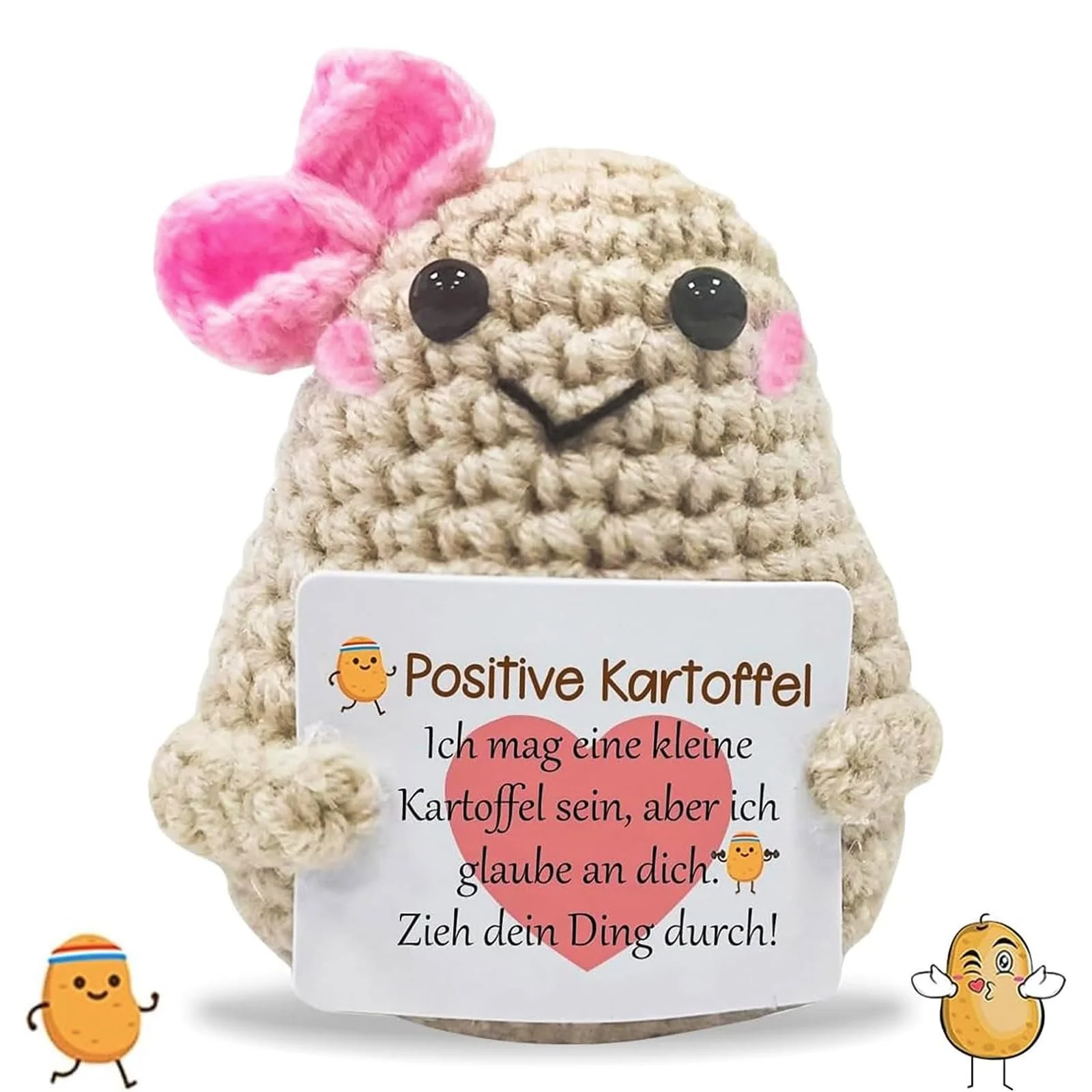 Positive Potato Gifts Creative Knitted Wool Potato Doll Позитивная картошка с бантиком, фото №1 Positive Potato Gifts Creative Knitted Wool Potato Doll Позитивная картошка с бантиком, фото №1