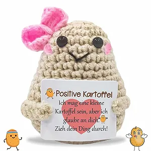 Positive Potato Gifts Creative Knitted Wool Potato Doll Позитивная картошка с бантиком - Фото 1