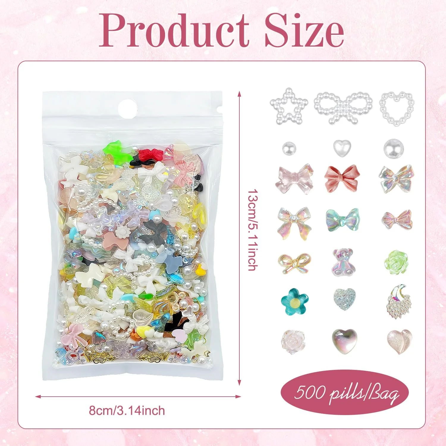 Набор украшений для ногтей (500 шт в упаковке) Стразы для ногтей Камни для ногтей Украшения для ногтей для маникюра своими руками Чехлы для мобильных телефонов Ювелирные аксессуары, фото №3