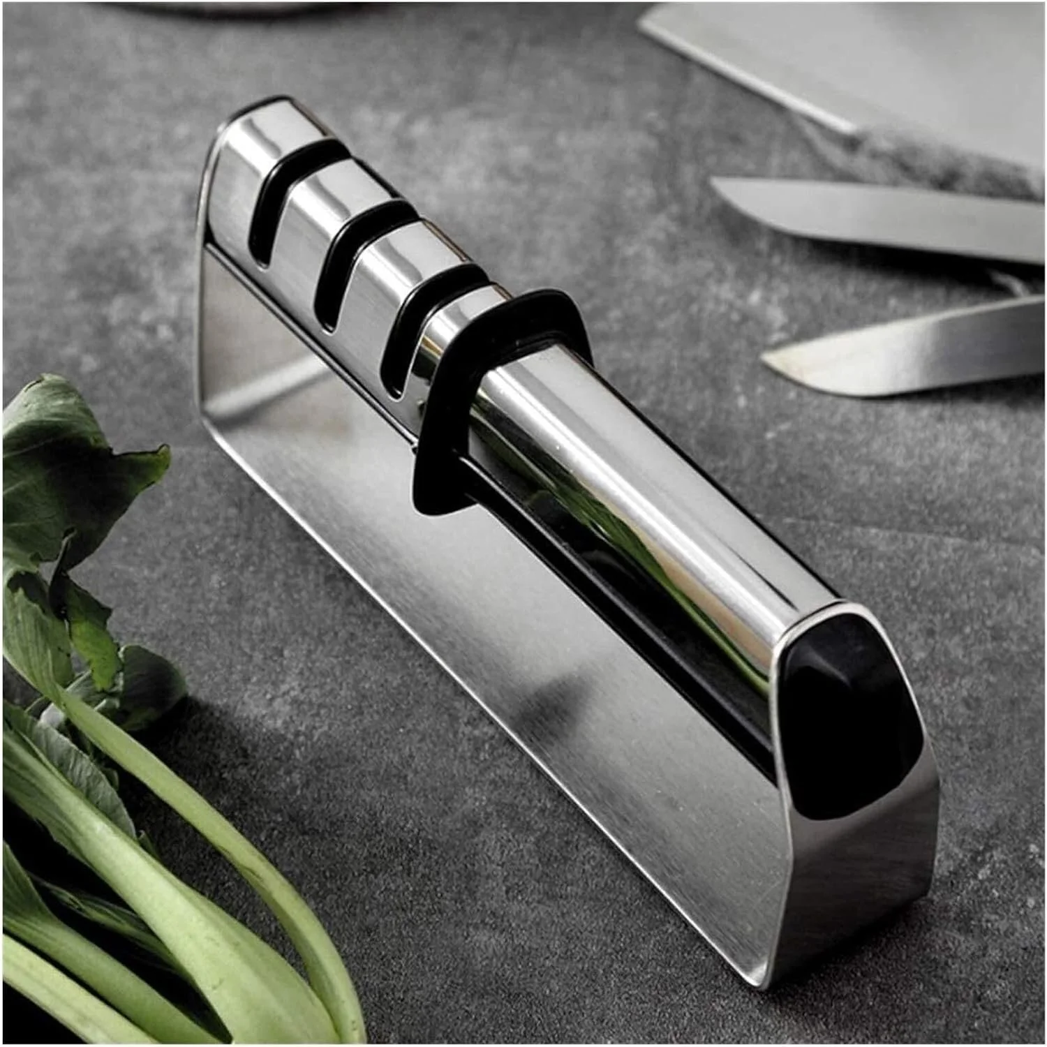 Точило для ножів ручна 3-ступенева для кухонних, кишенькових ножів та ножиць, фото №5