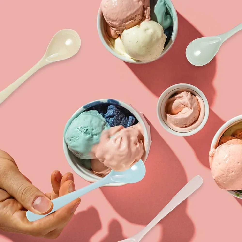 Ложка Melamine, Набір 6 штук, довга, 16 x 3.4 см, пластик, різнокольорова, імітація порцеляни, фото №6